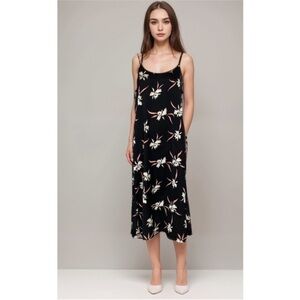 J. Crew Black Floral Midi Dress